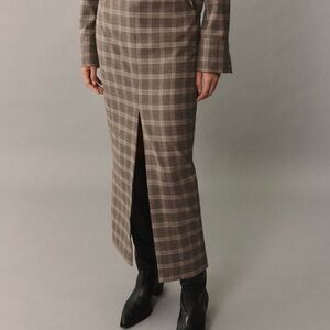 Plaid Brown Maxi Skirt